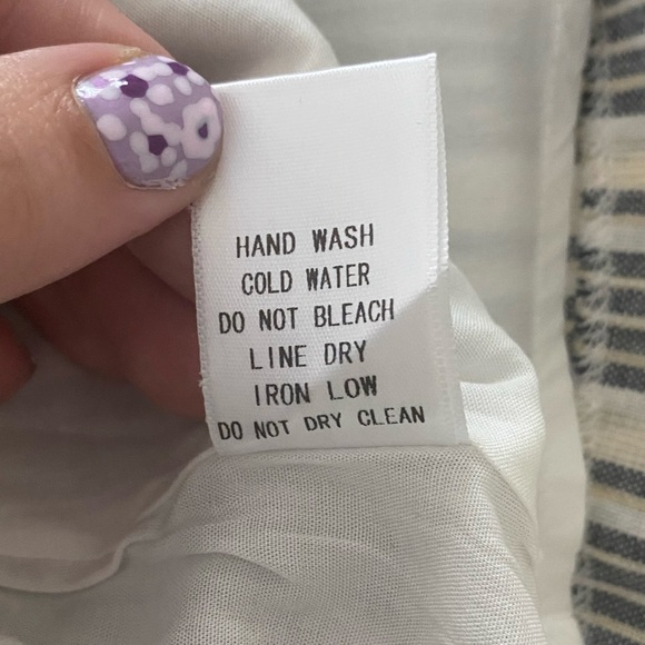 Altar’d Stare Linen Cotton Blend Striped Sleeveless Dress Blue White Size Small - Picture 6 of 7